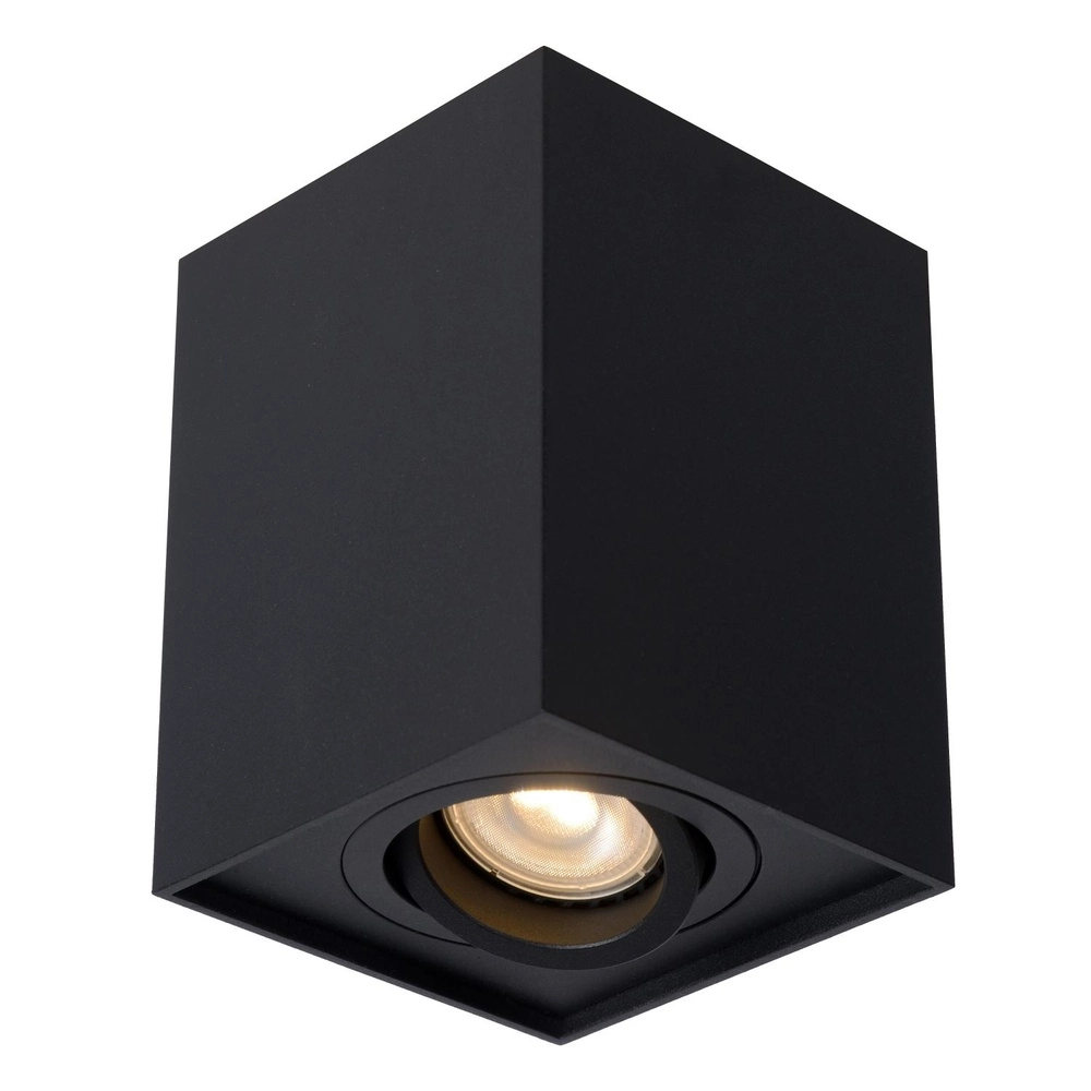 Opbouw plafondspot Tube vierkant zwart Lucide 5411212221285