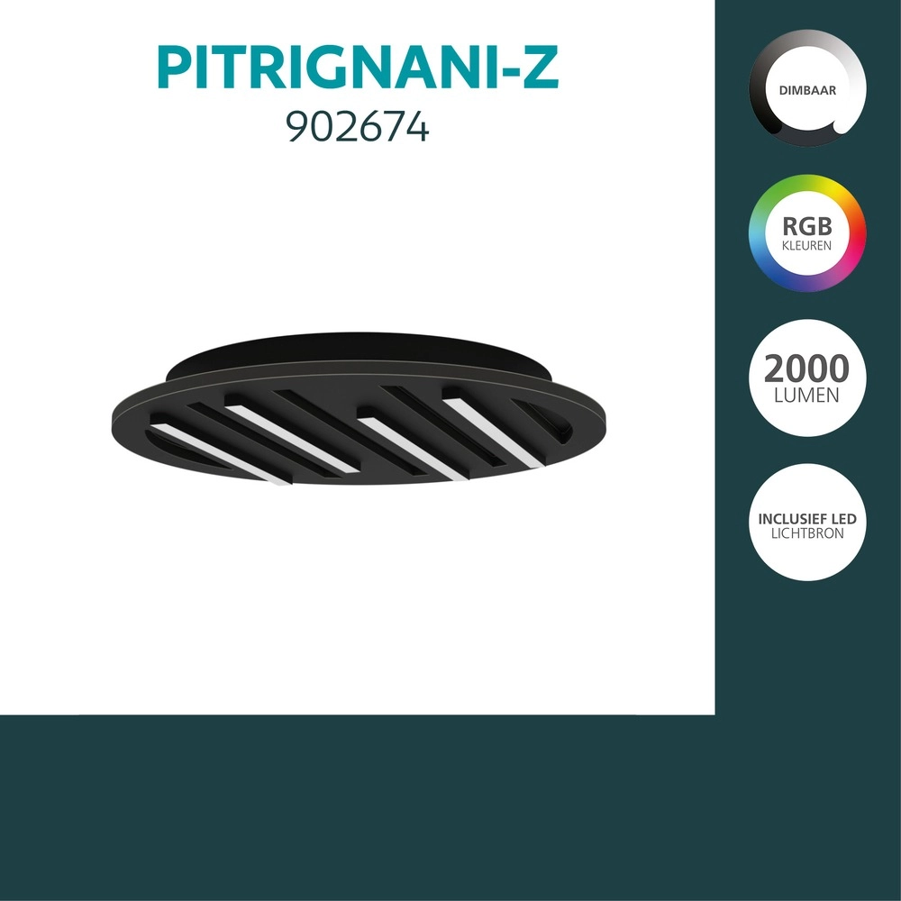 Smart plafonniere Pitrignani-Z rond Ø 38cm zwart Eglo 9008606390519