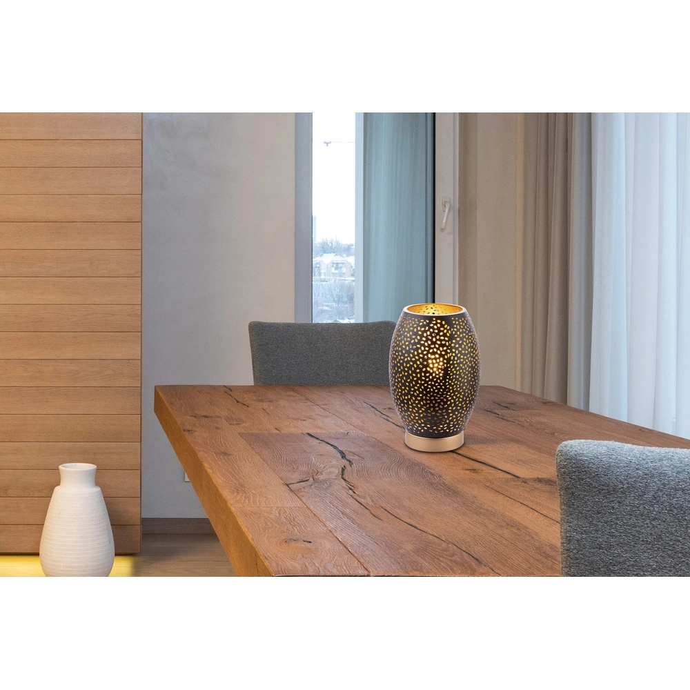 Tafellamp Narri zwart met goud - grove gaatjes Globo 9007371378555