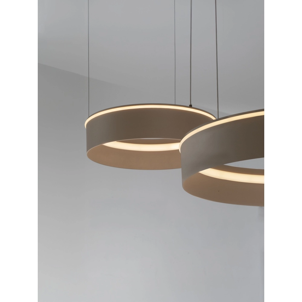 Moderne hanglamp Olivia dubbel zand bruin Lyora 5212017494269