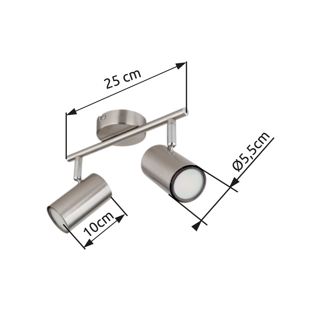 2-lichts plafondlamp Allvi nikkel Globo 9007371457762