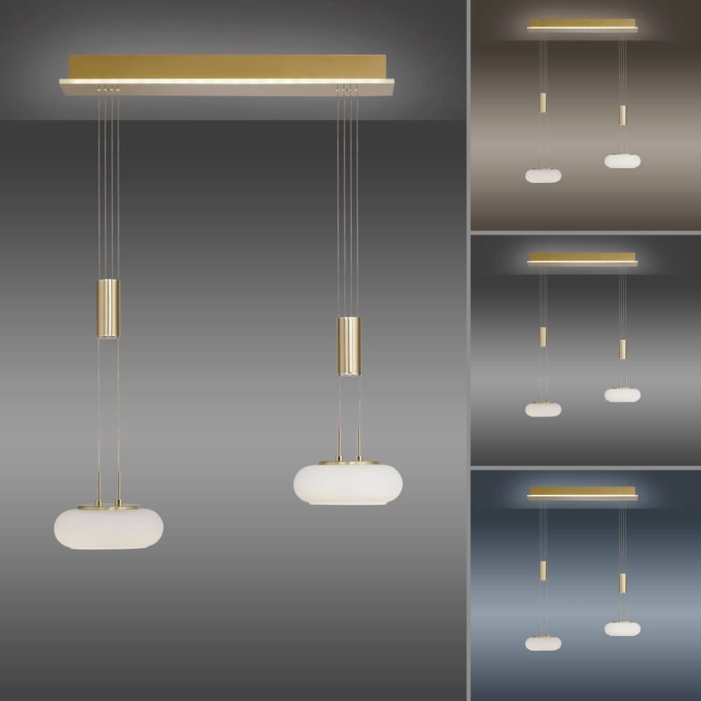 2-lichts hanglamp Q-Etienne messing Paul Neuhaus 4012248350416