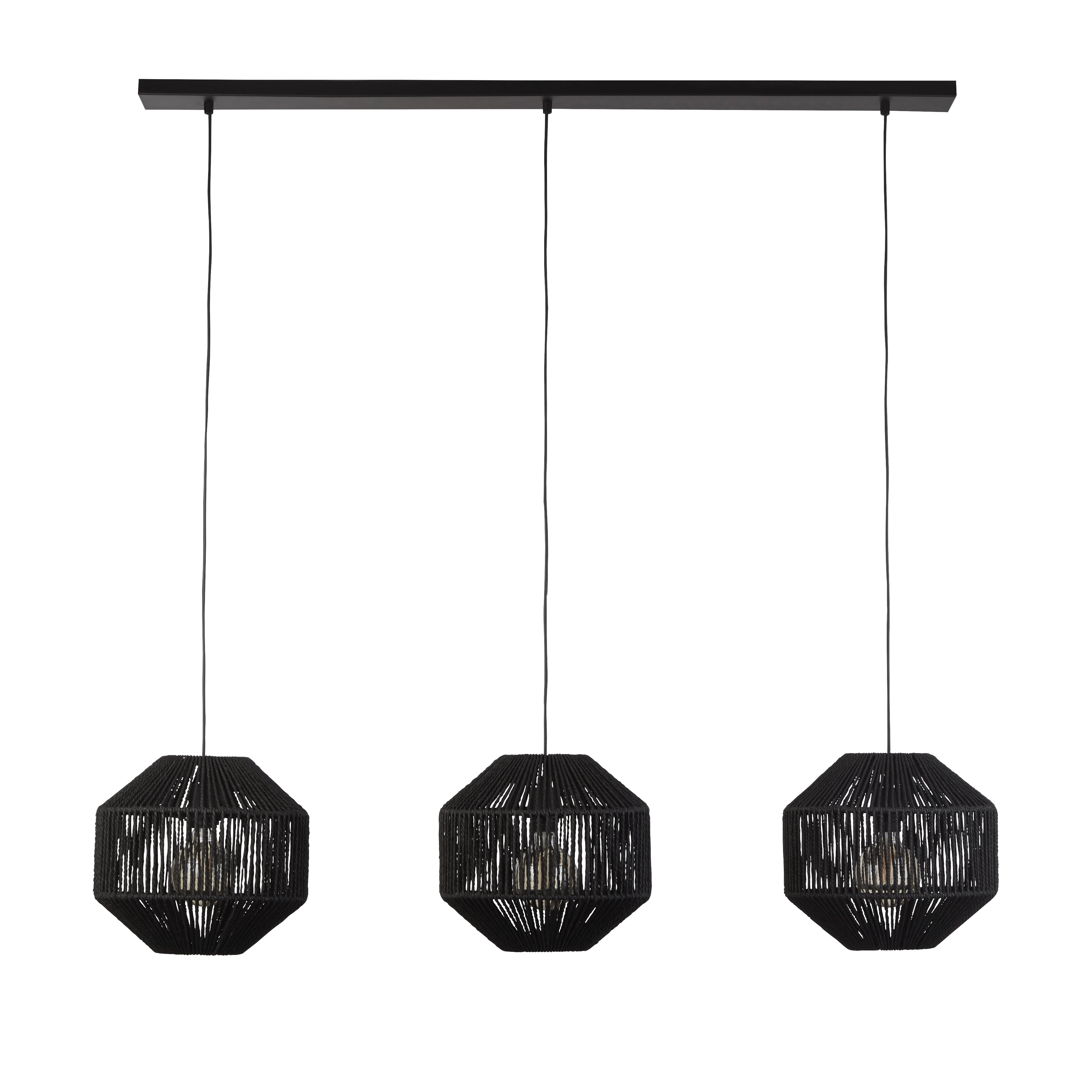 3-lichts hanglamp Wicker Searchlight 5053423171616