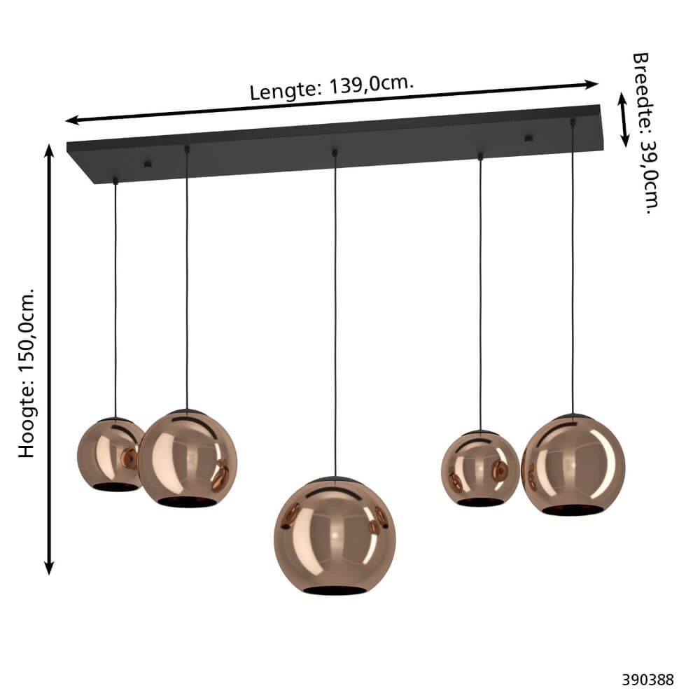Koperen hanglamp Cordoba 5-lichts Stars of Light 9008606295180
