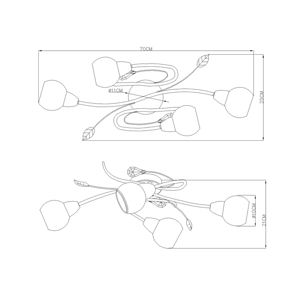 Plafondlamp Lilly klassiek nikkel Globo 9007371313594