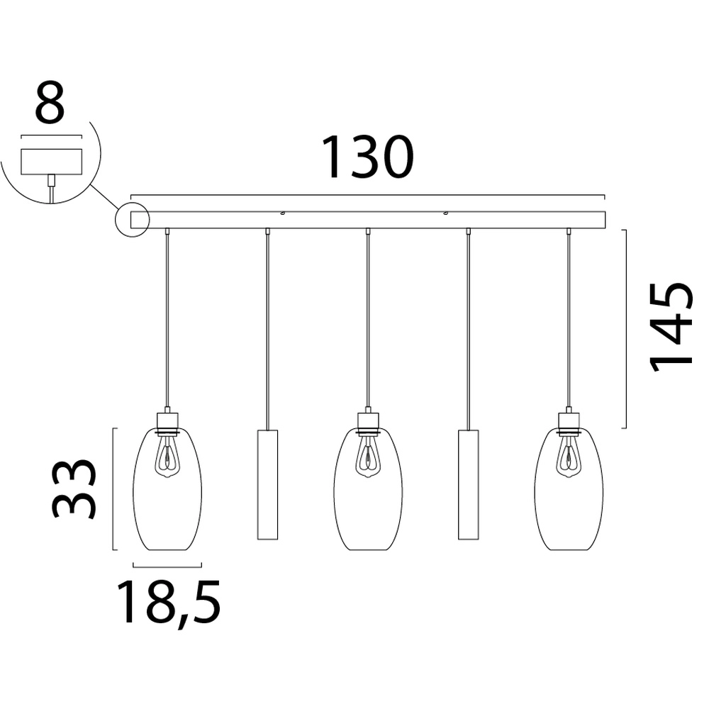Glazen hanglamp Olive 3x Ø 18,5cm - 2x Run pendel - zand Masterlight 8718121396880