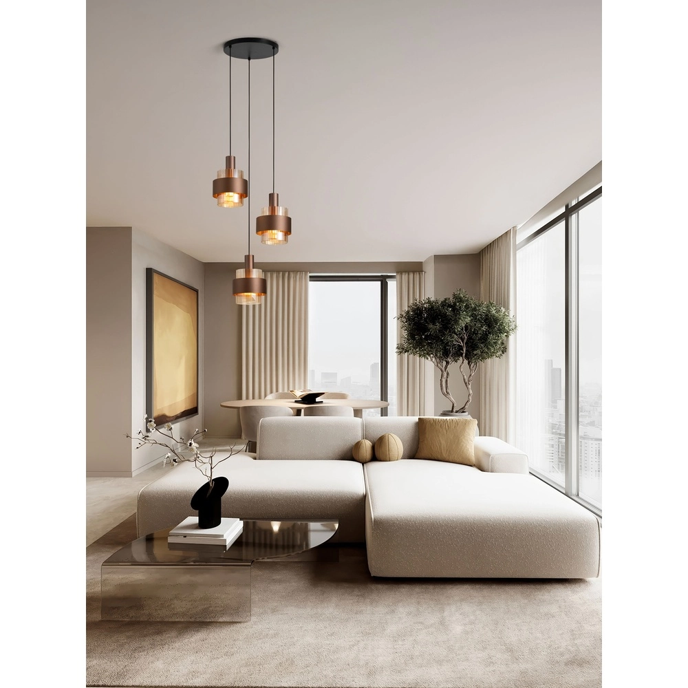 Moderne hanglamp Serena 3-lichts koffie bruin