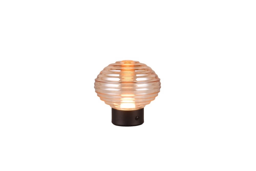 Oplaadbare tafellamp zwart Earl amber glas