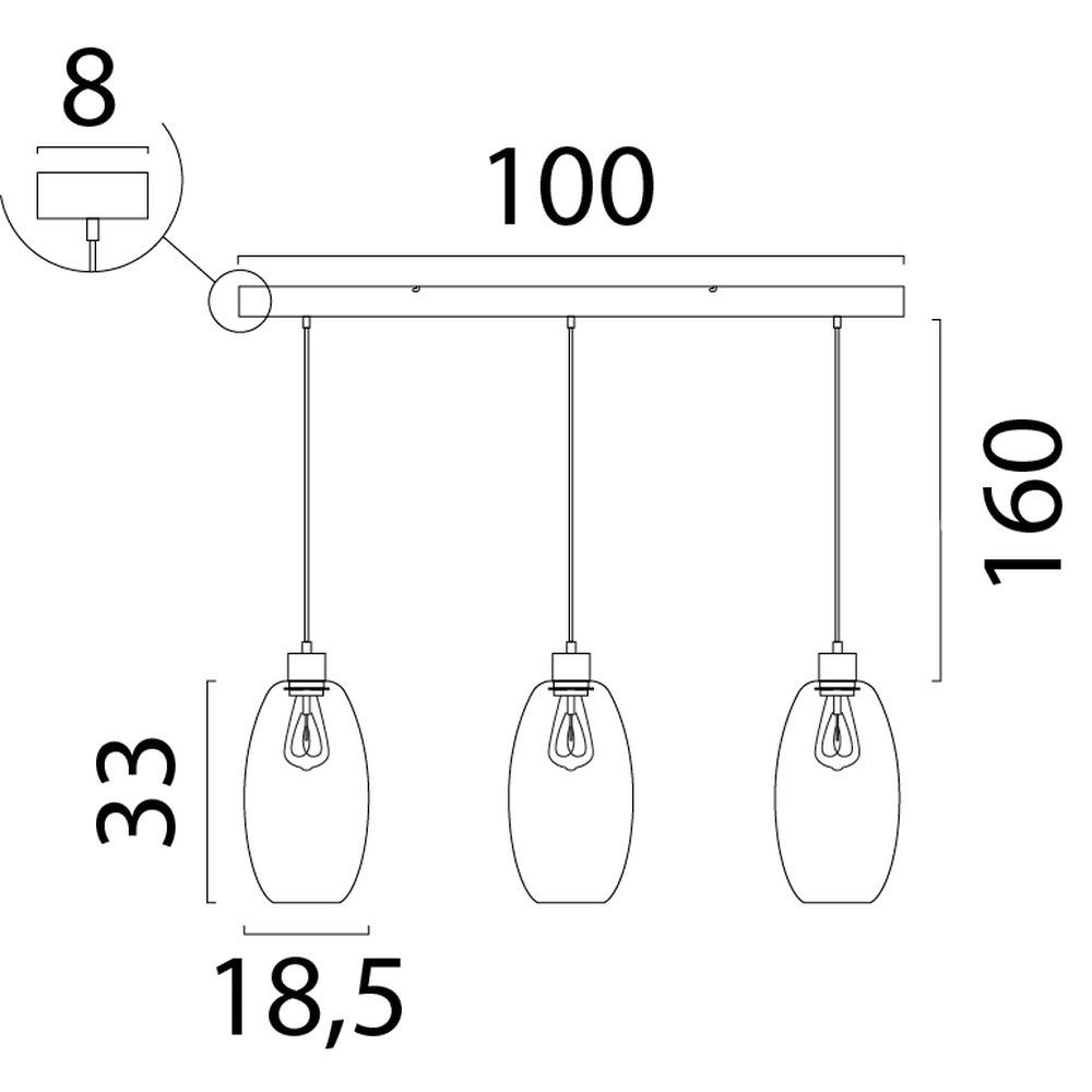 Glazen hanglamp Olive 3x Ø 18,5cm - zand Masterlight 8718121397702