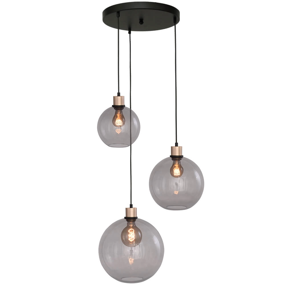 Vide hanglamp Lazise 3-lichts goud met zwart