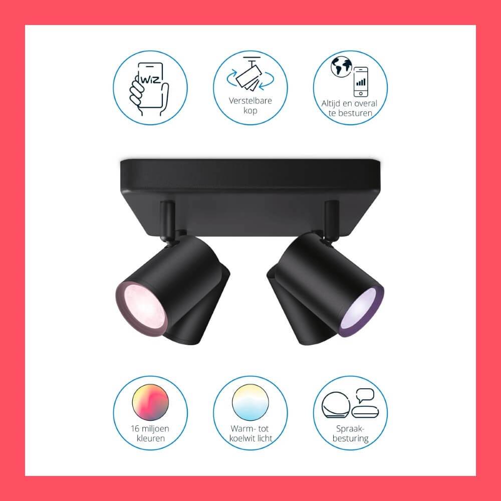 4-lichts opbouwspot Imageo smart - zwart WiZ 8719514554573
