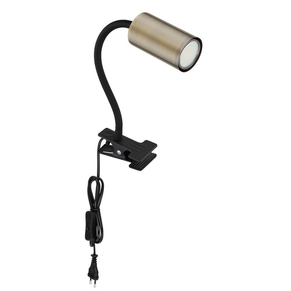 Zwarte klemlamp Robby met messing Globo 9007371437009