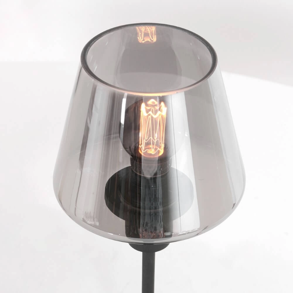 Zwarte tafellamp Ancilla met smoke glas Steinhauer 8712746146790