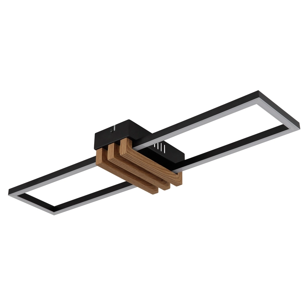 Moderne plafondlamp Dakari I zwart met hout 60cm Globo 9007371522781