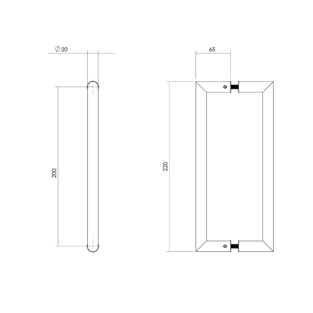 Deurgrepen recht Gripon 22cm per paar RVS Intersteel 8714186458044