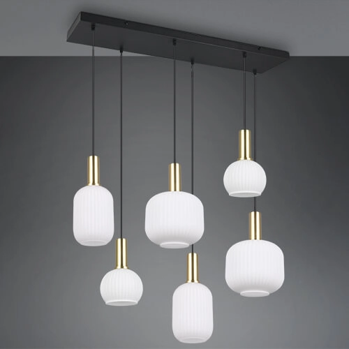 Eetkamer hanglamp Diva 6-lichts - wit glas Trio 4017807614510