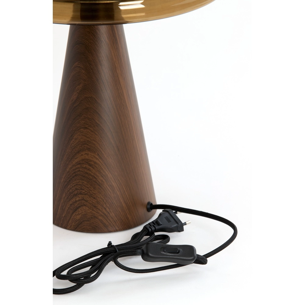 Tafellamp Mueda met bruin glas en donker hout Light & Living 8717807760922