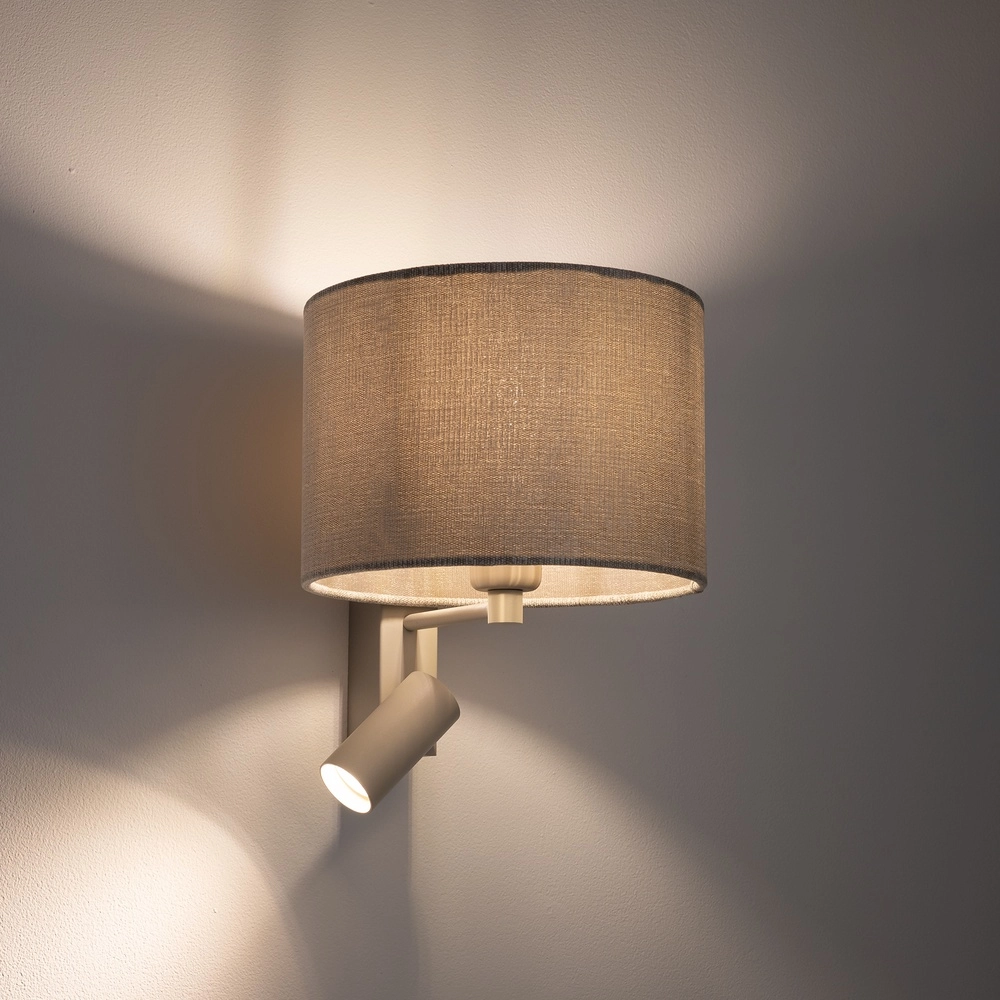 Wandlamp zand bruin Cedro met schemerlampkap Lyora 5903139116688