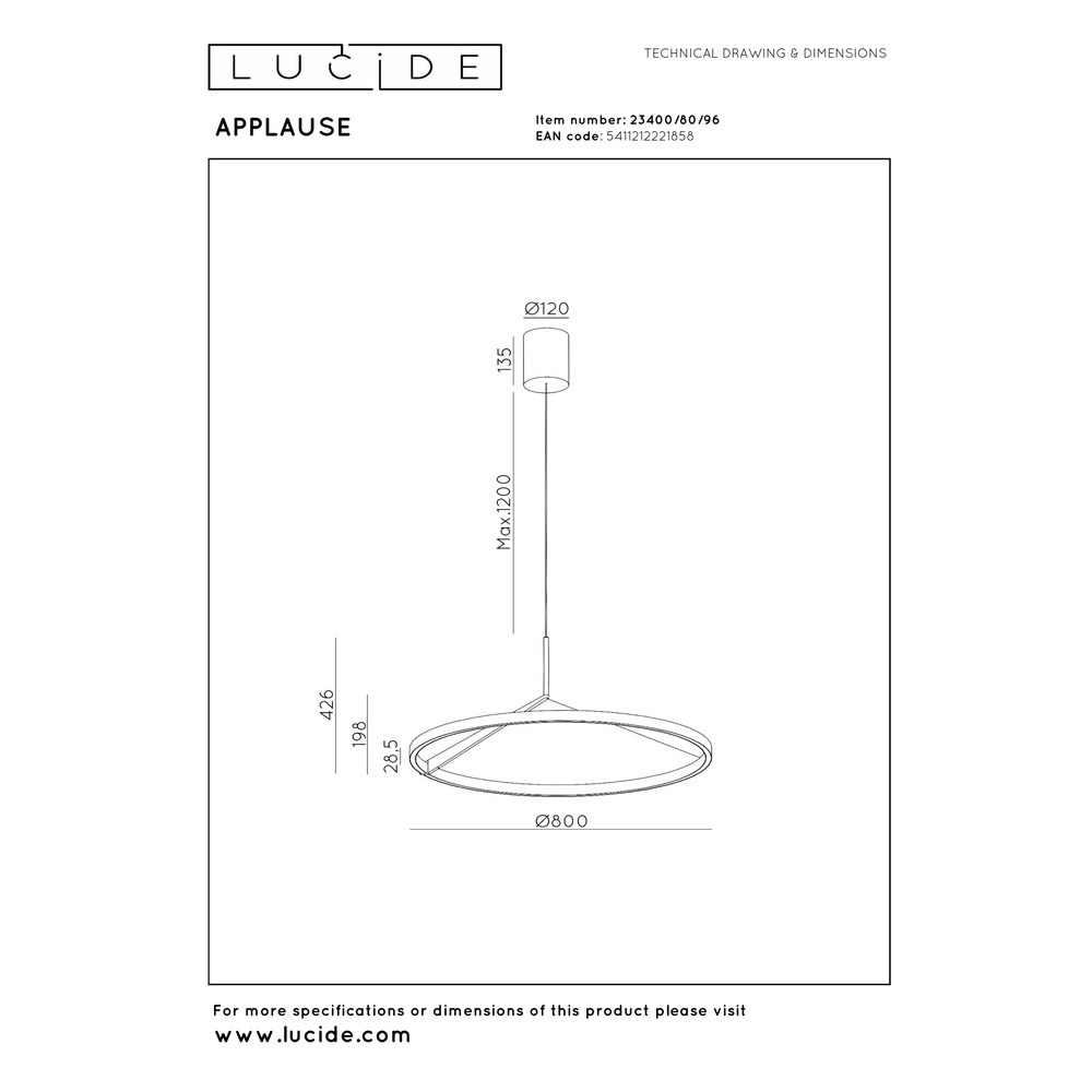 Strakke led hanglamp Applause roodkoper - Ø 80cm Premium by Lucide 5411212221858