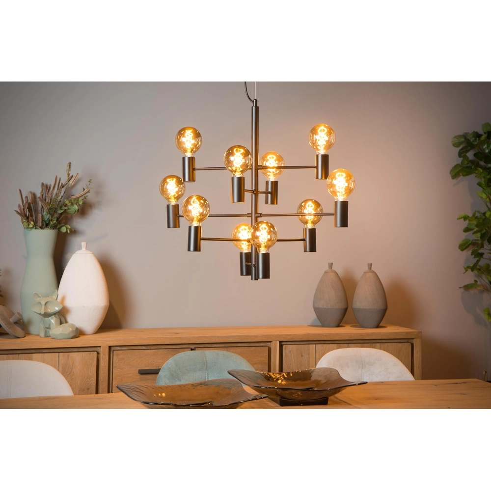 Hanglamp Leanne 10-lichts zwart Lucide 5411212211101