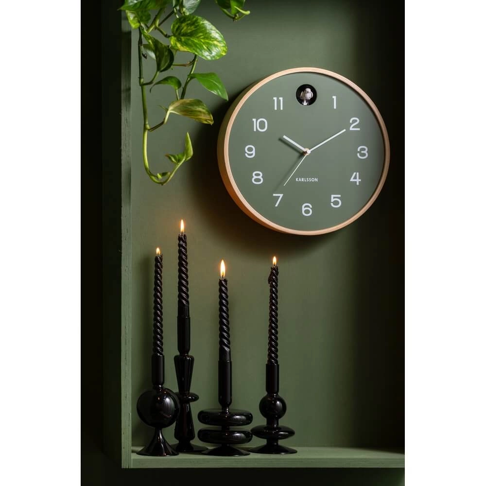 Wandklok Naturel Cuckoo groen - Ø 31,5cm Karlsson 8714302146930