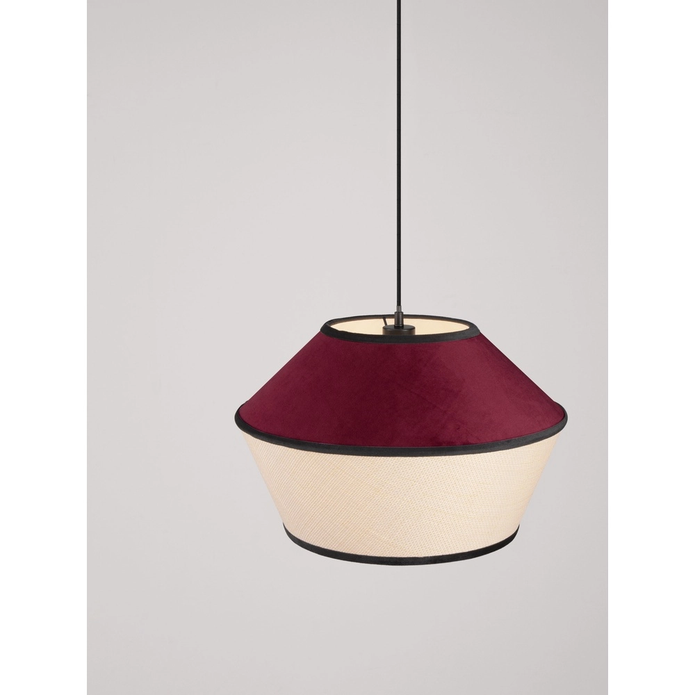 Hanglamp Veliss wit met bordeaux rood