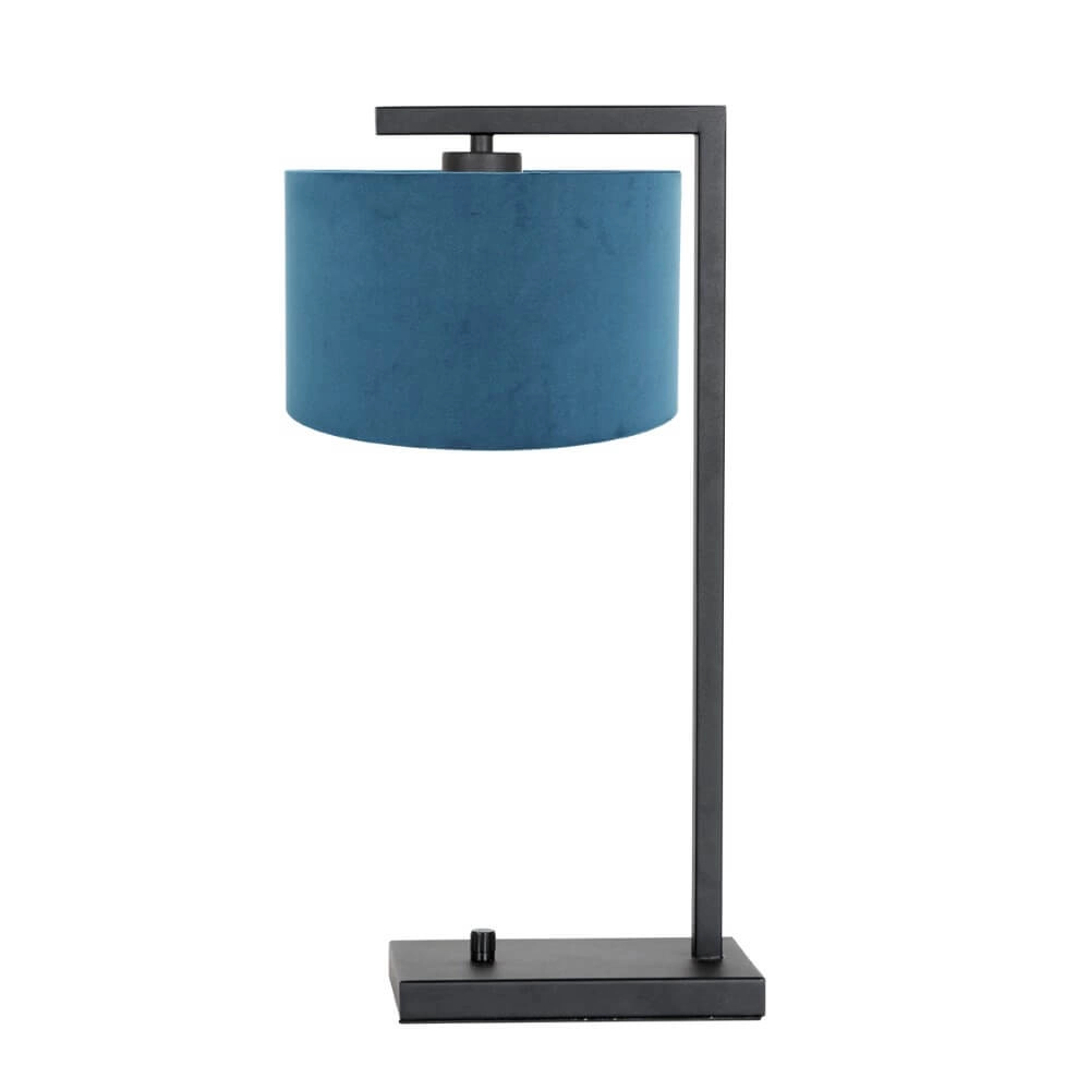 Moderne schemerlamp Stanger zwart met blauw velvet Steinhauer 8712746152111