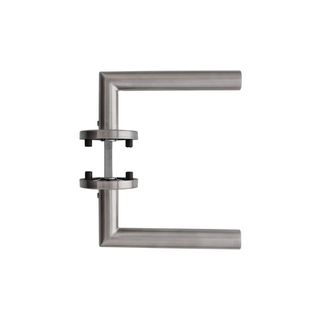 Strakke deurklink Hoek 90 op rozet RVS Intersteel 8714186087626