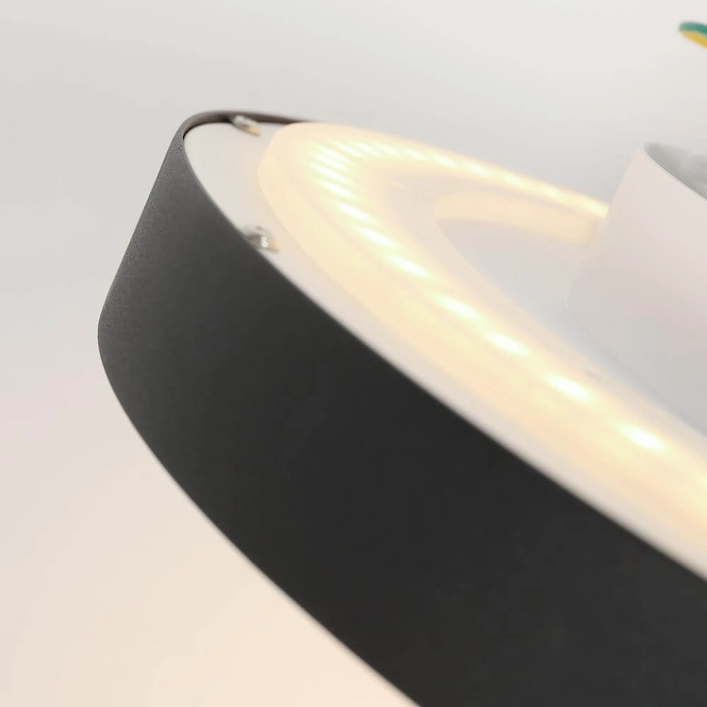 Strakke plafondlamp Flady zwart Ø 40cm Steinhauer 8712746171846