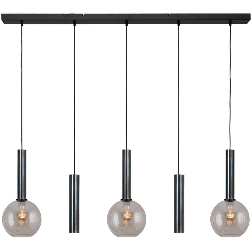 Eetkamer hanglamp Bella 2 Dappled oil met goud glas