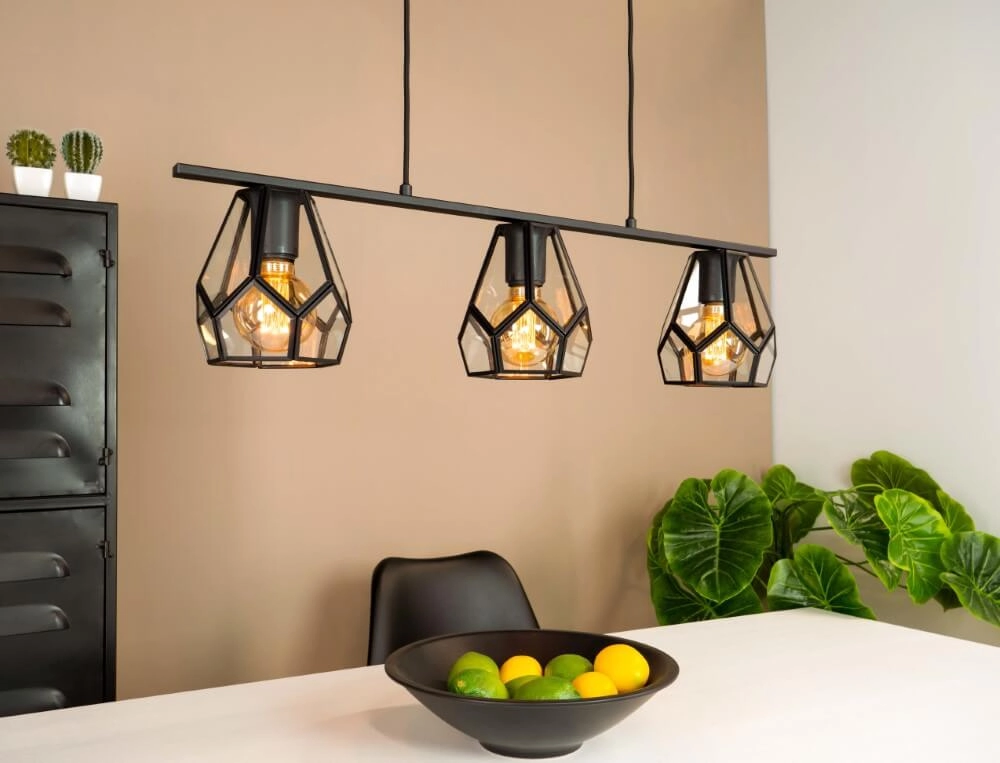 Eetkamer hanglamp Mardyke zwart met glas Eglo 9002759436445