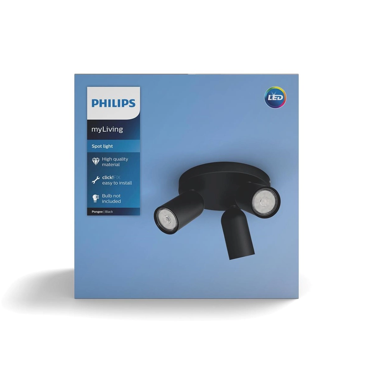 spot Pongee 3-lichts zwart Philips 8718696164846