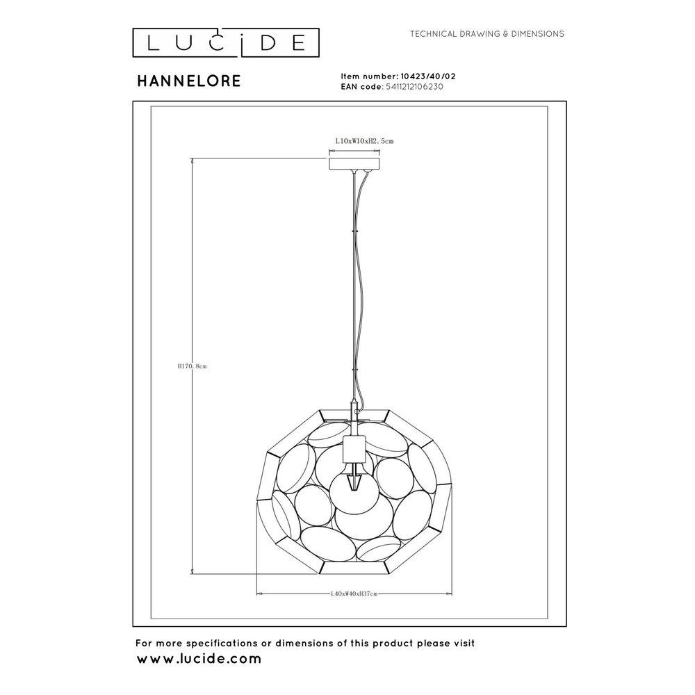 Unieke hanglamp Hannelore Ø 40cm goud Lucide 5411212106230