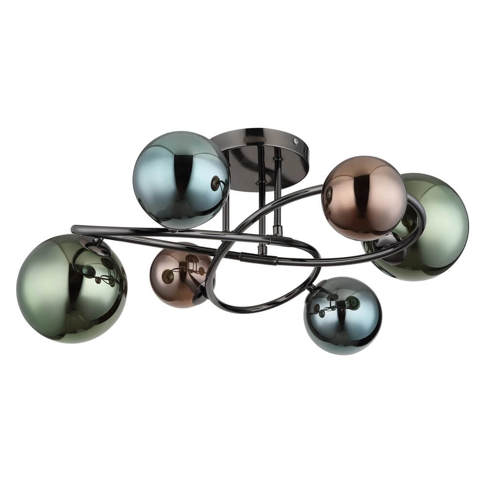 Zwarte plafondlamp Riha gekleurd glas 6-lichts Globo 9007371459100