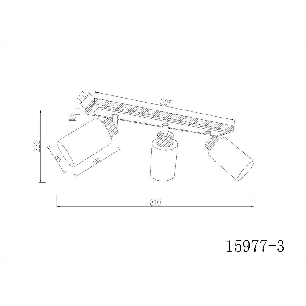 Plafondlamp Rowena 3-lichts hout Globo 9007371580361
