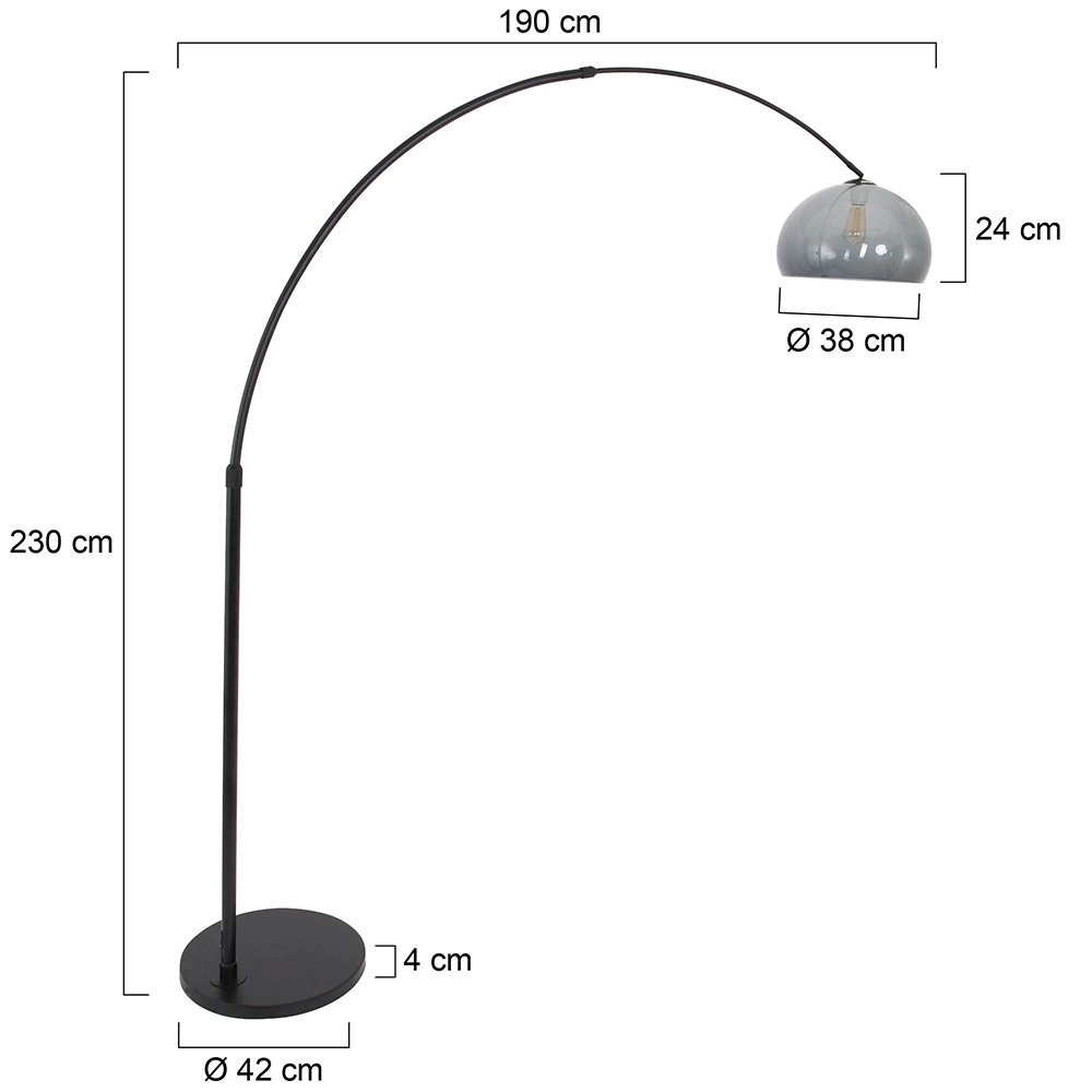 Arc lamp Stresa zwart met smoke glas Steinhauer 8712746116489