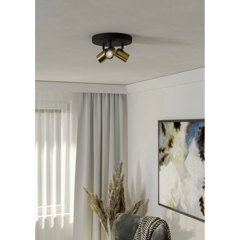 Opbouwspot badkamer Consuma 1 3x GU10 - zwart met goud Eglo 9008606365067