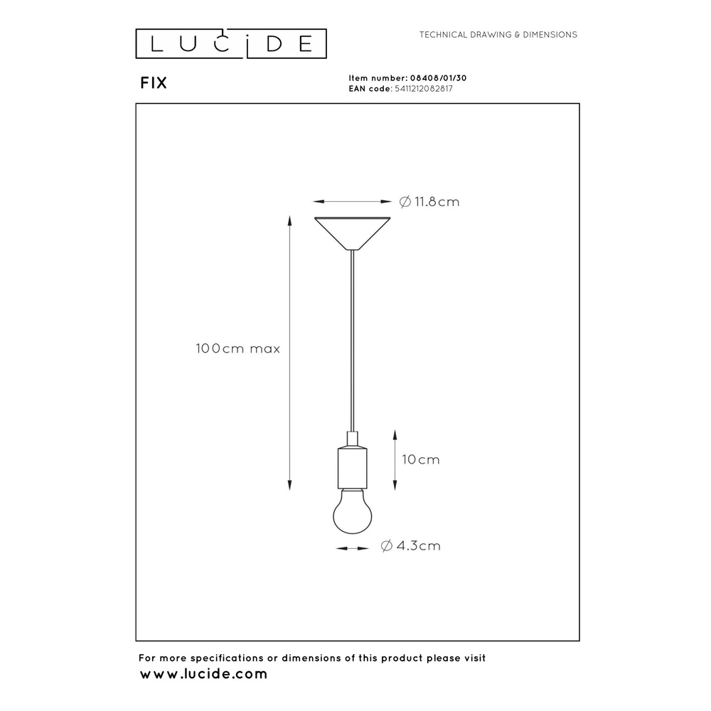 Pendel hanglamp Fix zwart Lucide 5411212082817
