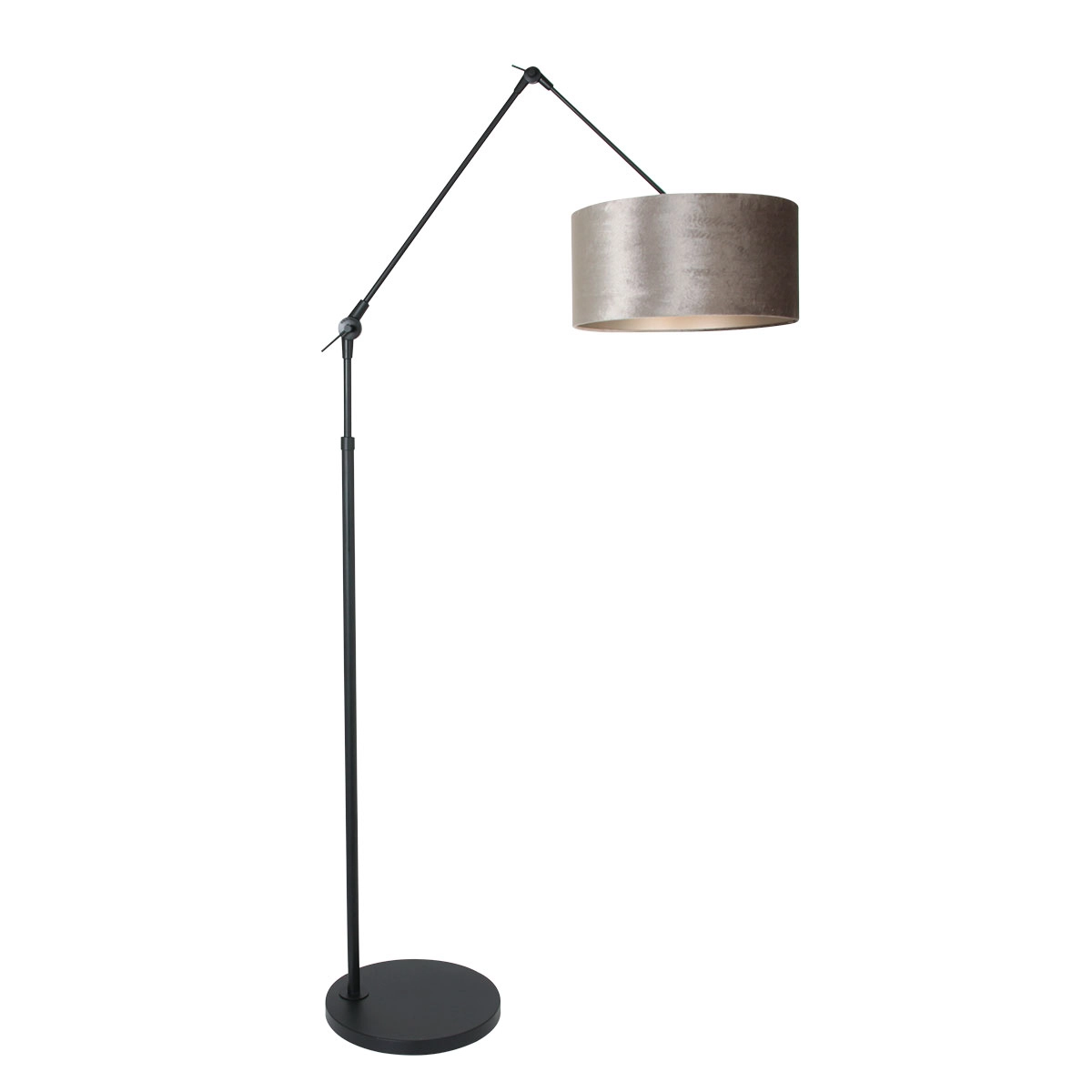 Vloer Leeslamp Prestige Chic zwart met 40cm taupe velourse kap