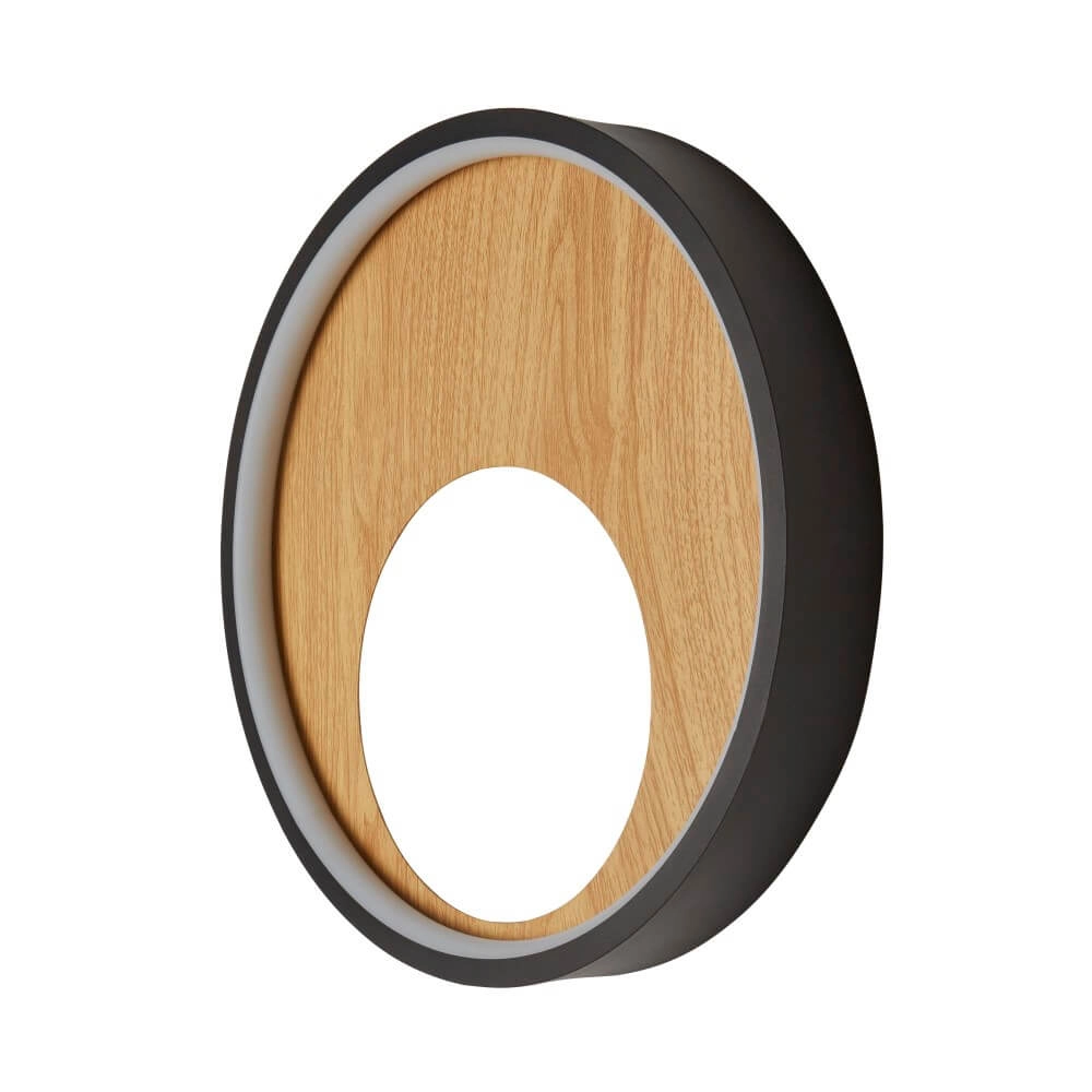 Wandlamp Curio zwart met hout Searchlight 5053423246437