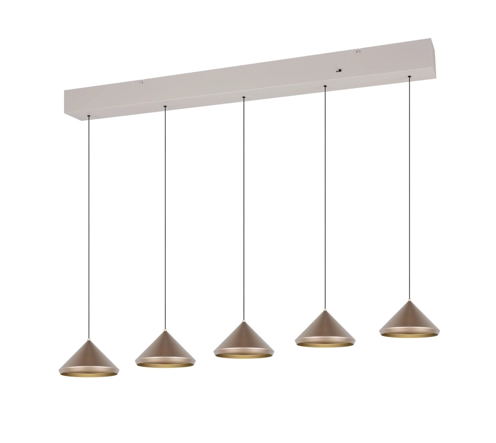 5-lichts hanglamp Laguna koffie bruin