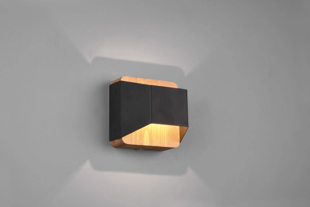 Wand lamp Arino 12cm zwart met houtbruin Trio 4017807502756