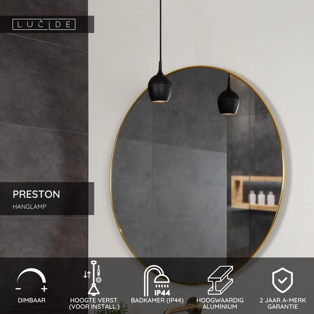 Hanglamp Preston zwart IP44 Lucide 5411212093196