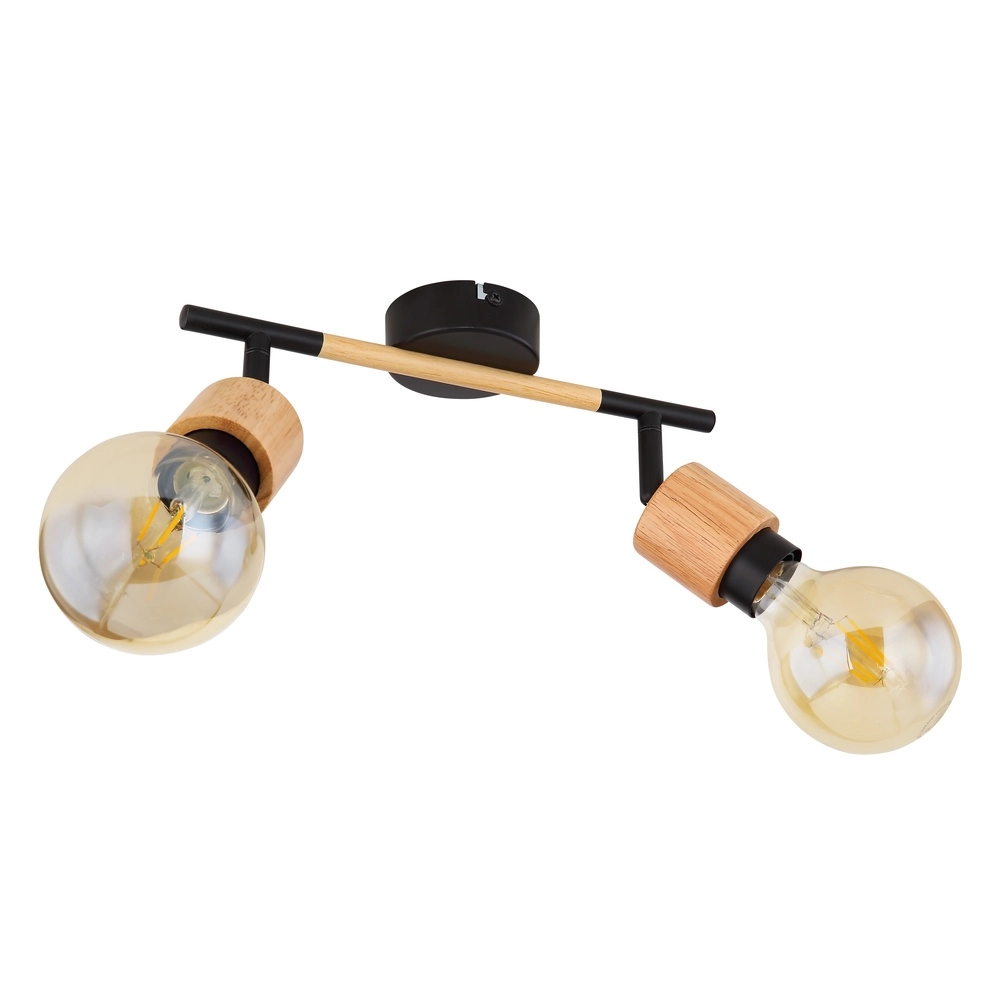 Plafondlamp Jorna 2-lichts zwart met hout Globo 9007371402281