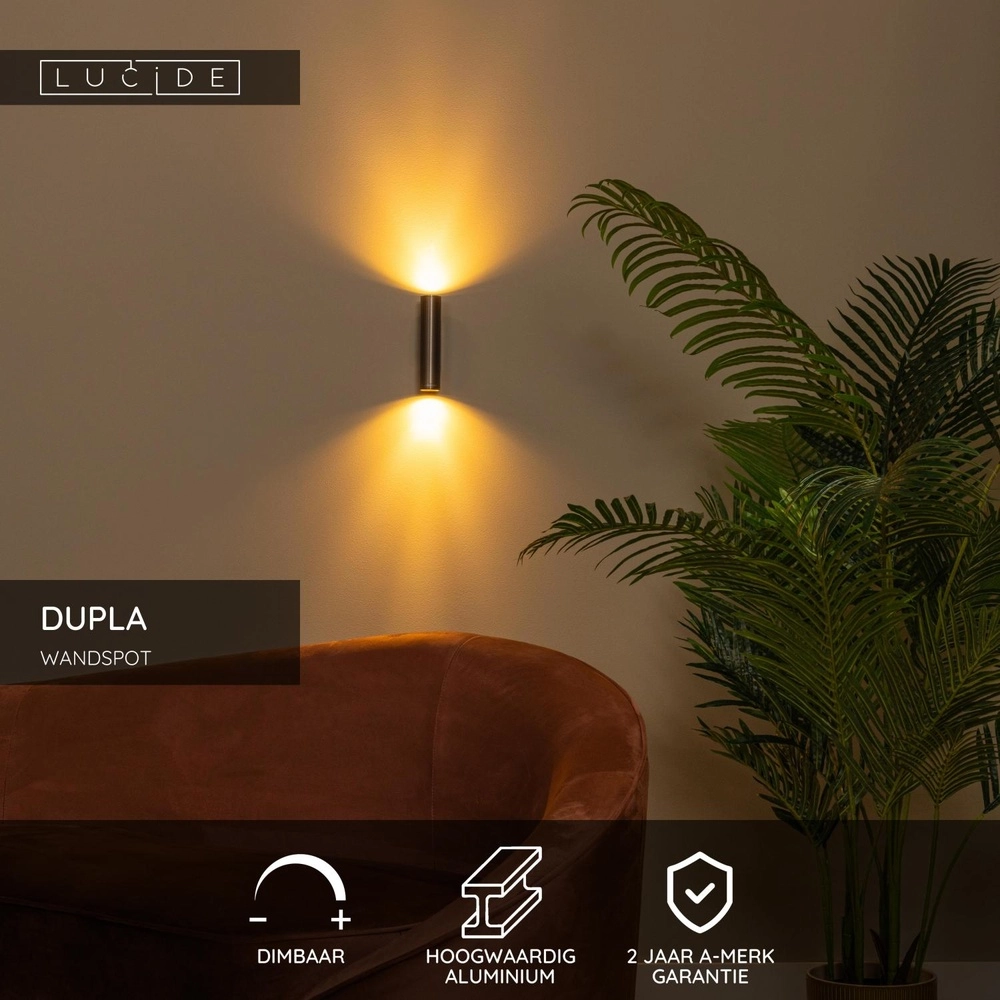 Up & downlight Dupla koffie bruin mini GU10 Lucide 5411212094063