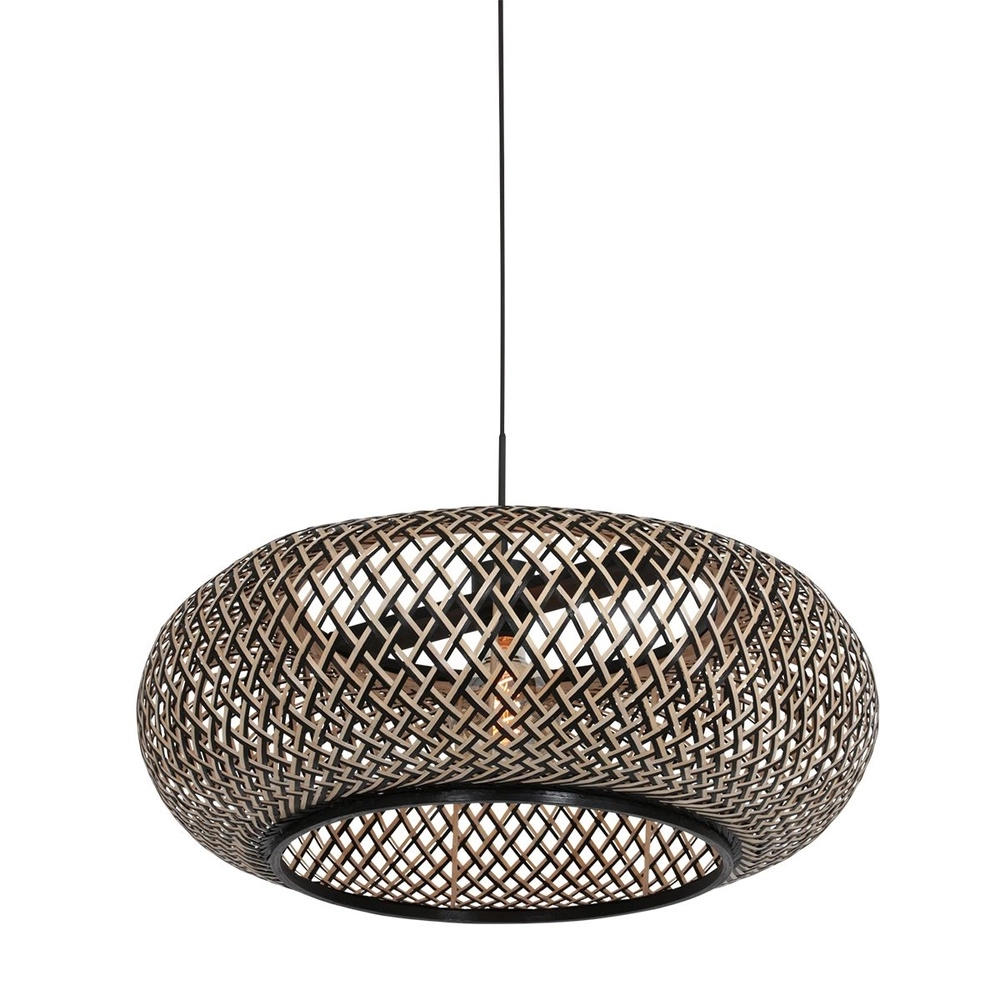 Hanglamp HaloSwap Ø 60cm zwart en rotan