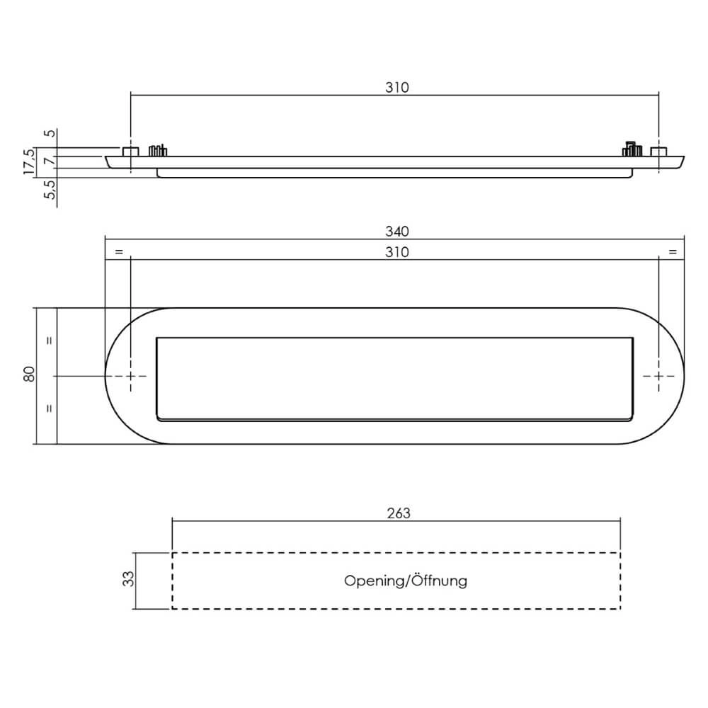 Brievenbus met regenrand Posta ovaal zwart Intersteel 8714186400838