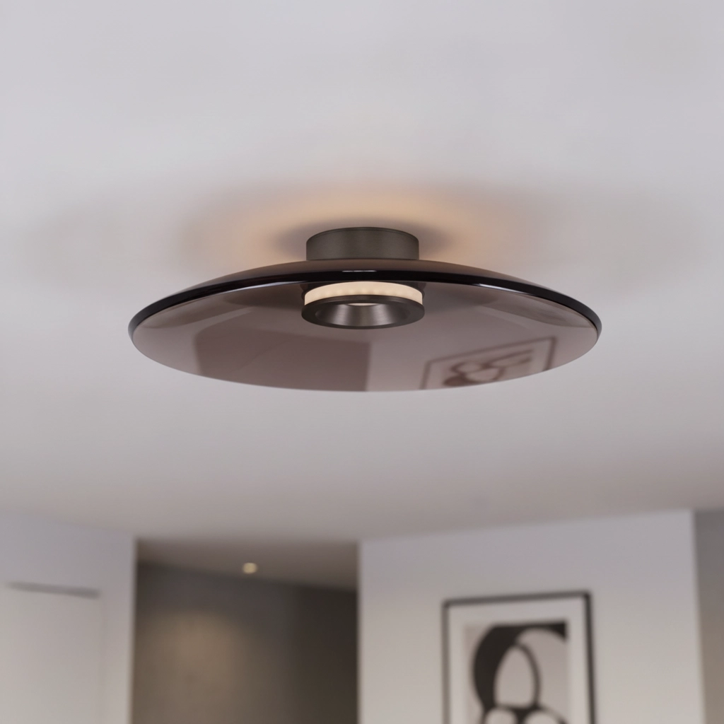 Plafondlamp Esti bruin glas Ø 50cm