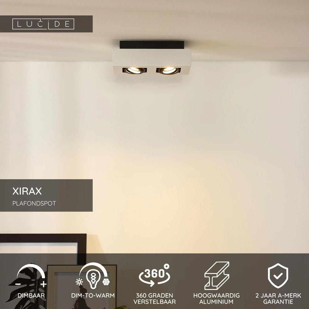 Plafondspot Xirax 2 x 5W wit Lucide 5411212092311