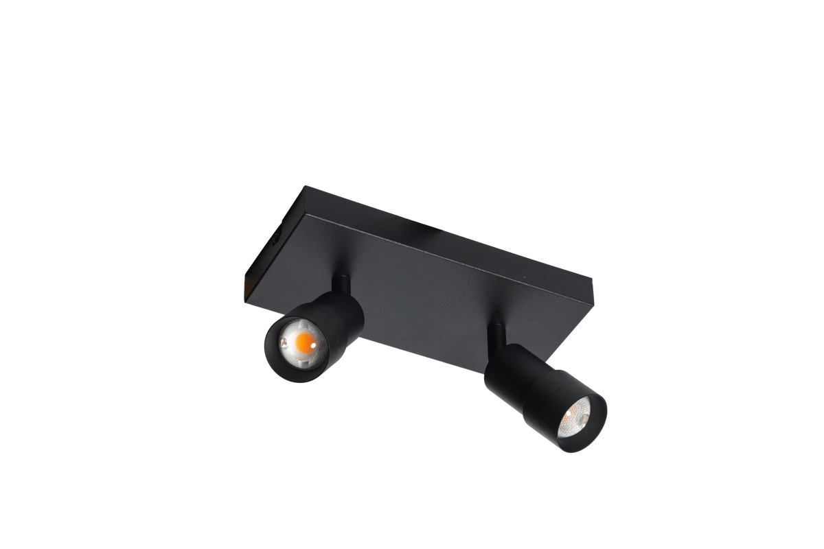 Opbouw spot 2x led Liam zwart - rechthoekig